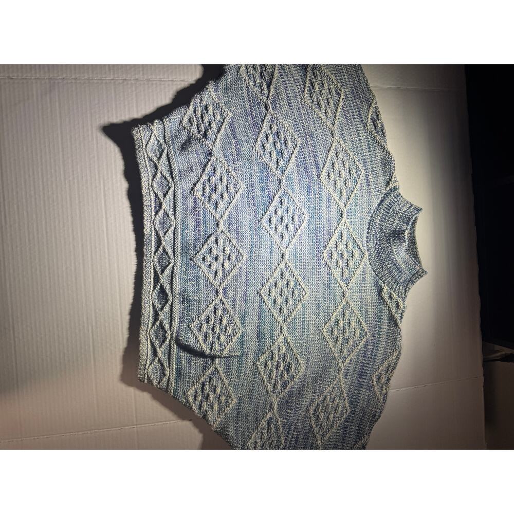 David Brett Vintage Cable Knit Sweater Vest Blue Made in USA